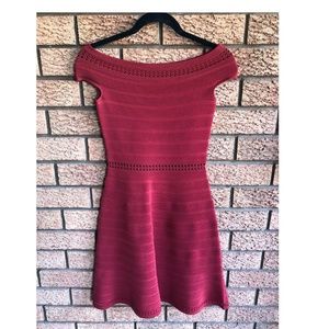 Women’s Sandro Red Off the Shoulder A-Line Dress Size 1 S